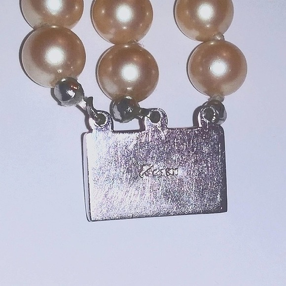 VINTAGE Triple Strand Glass PEARL BRACELET 800 Pure Silver w Crystals Diamonds - Picture 5 of 7